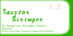 kasztor biringer business card